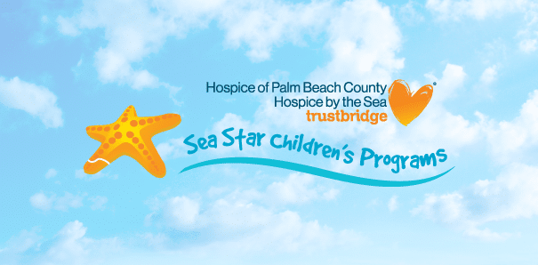 Sea Star Children’s Programs, from Hospice of Palm Beach County and Hospice by the Sea, Trustbridge — a starfish above a wave against a blue sky